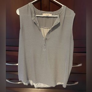 LOFT L Striped Henley Tank